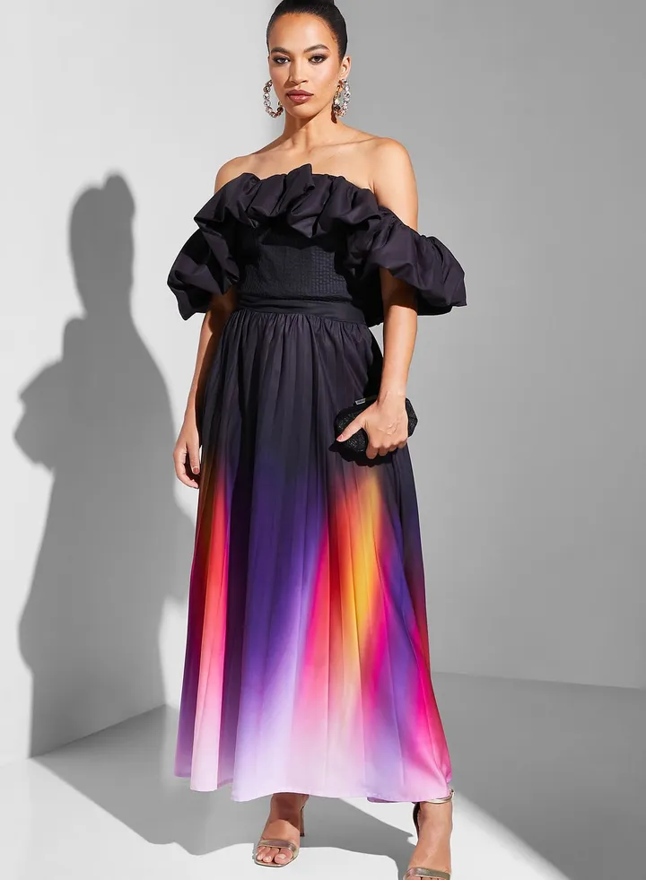 Plisse Color Block Dress