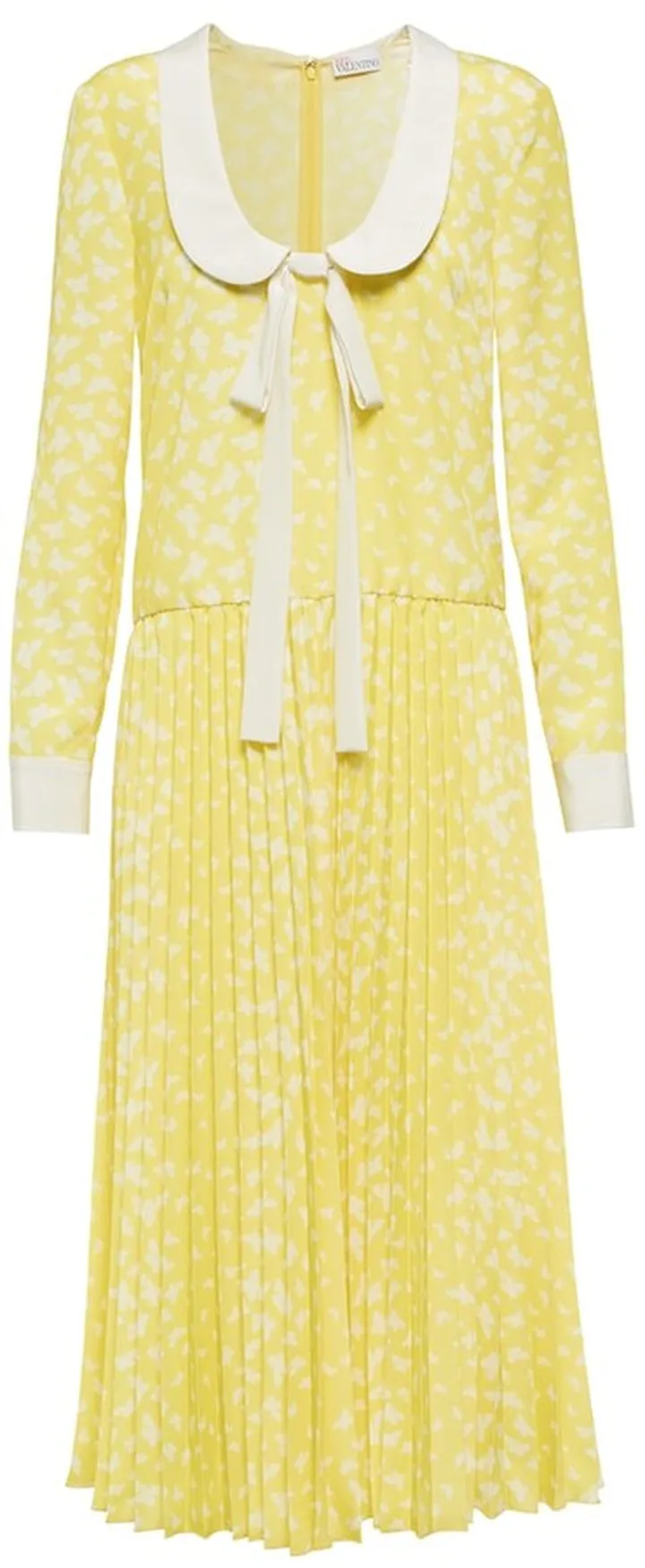 Printed tie-neck midi dress