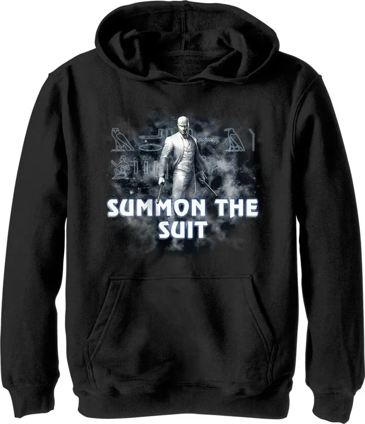 Boy's Marvel: Moon Knight Summon the Suit Pull Over Hoodie - Black - Medium