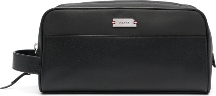 Logo-Plaque Faux-Leather Wash Bag