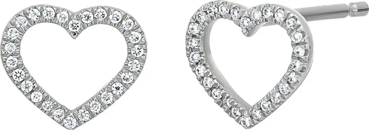 Icon 18K White Gold Diamond Open Heart Stud Earrings - 0.08 ctw.