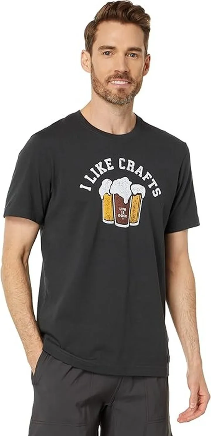 Life is Good I Like Crafts Crusher Tee (Jet Black) Men's Clothing