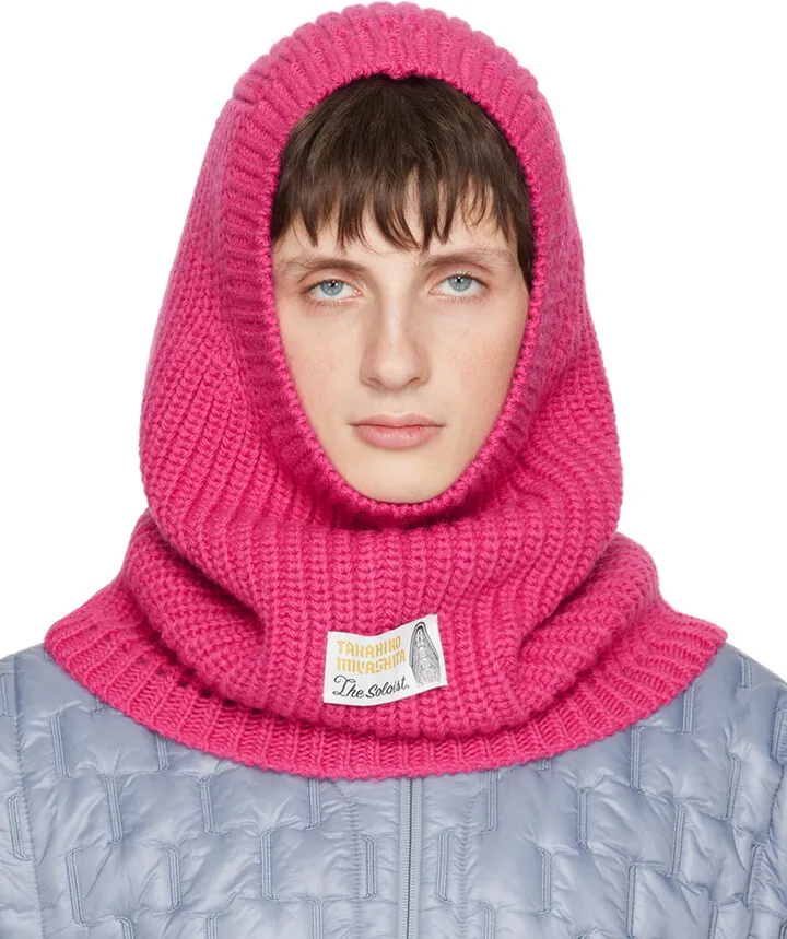 TAKAHIROMIYASHITA TheSoloist. Pink Aran Pattern Balaclava