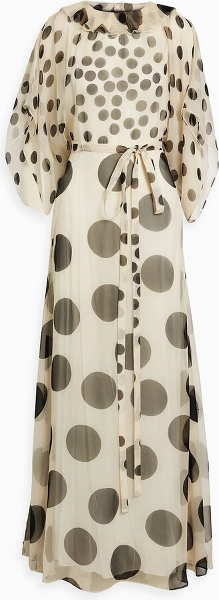 Belted polka-dot silk-chiffon maxi dress