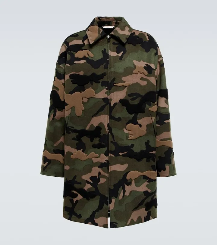 Camouflage wool and cashmere jacket