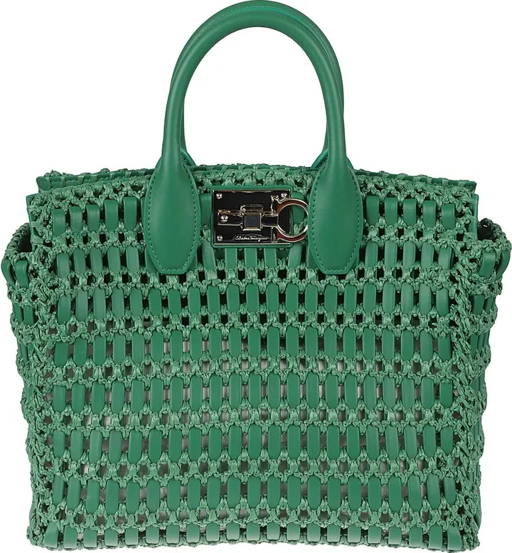 Top Handle Raffia Tote