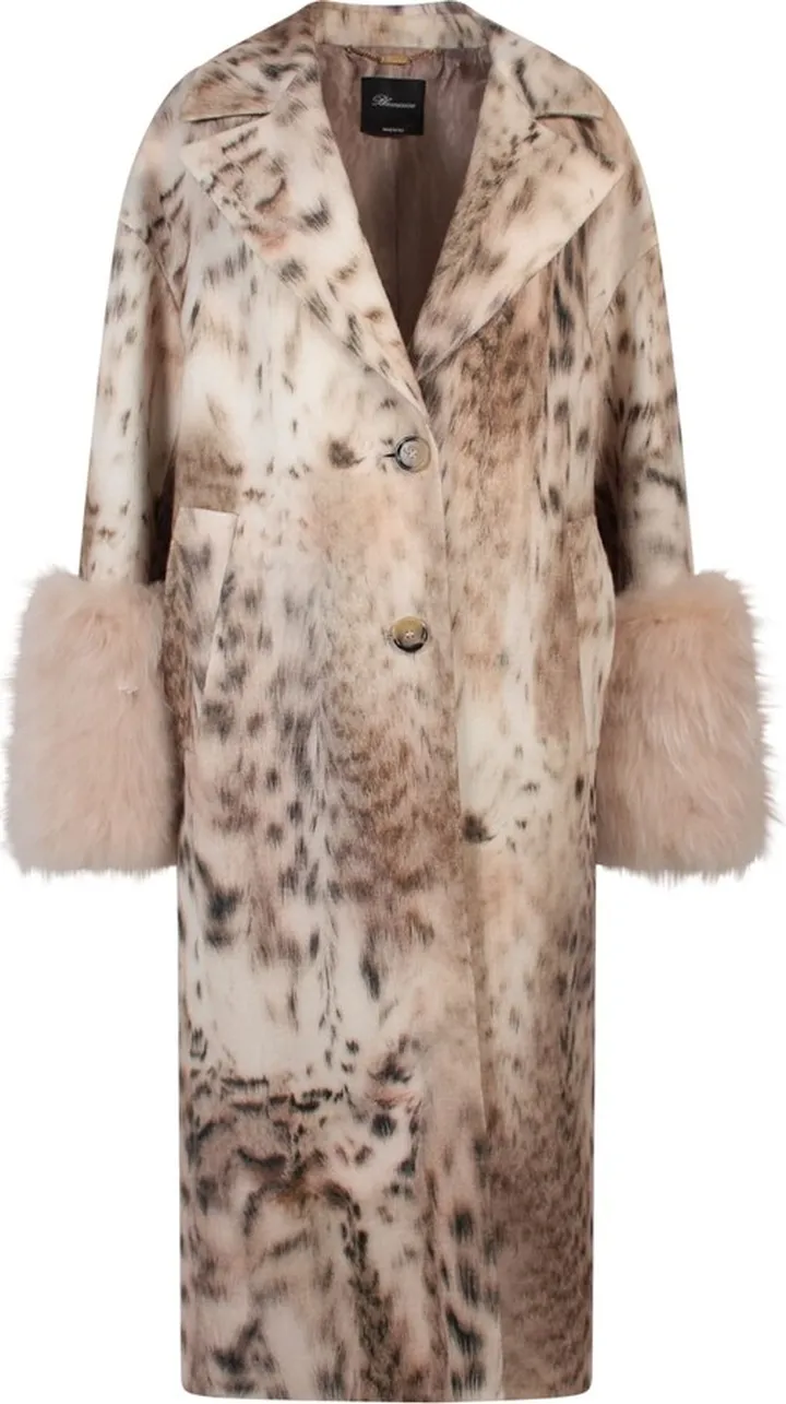 Virgin wool coat with animalier print