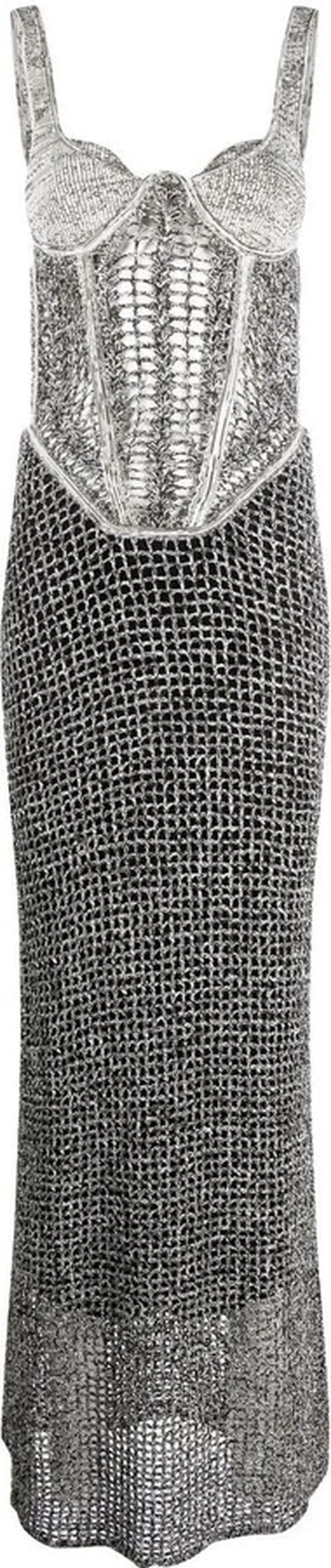 Boucle-Knit Corset Top Maxi Dress