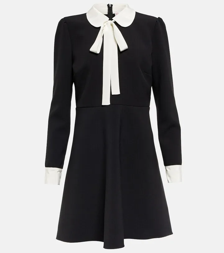 Tie-neck cady minidress
