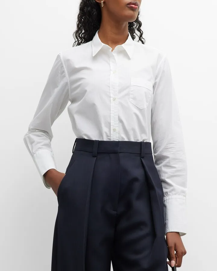 Long-Sleeve Collared Tunic Shirt