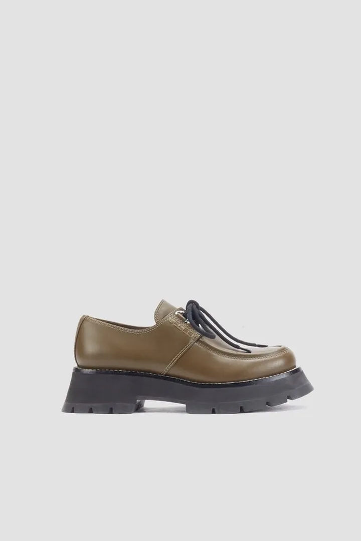 Kate Lug Sole Oxford in dark olive