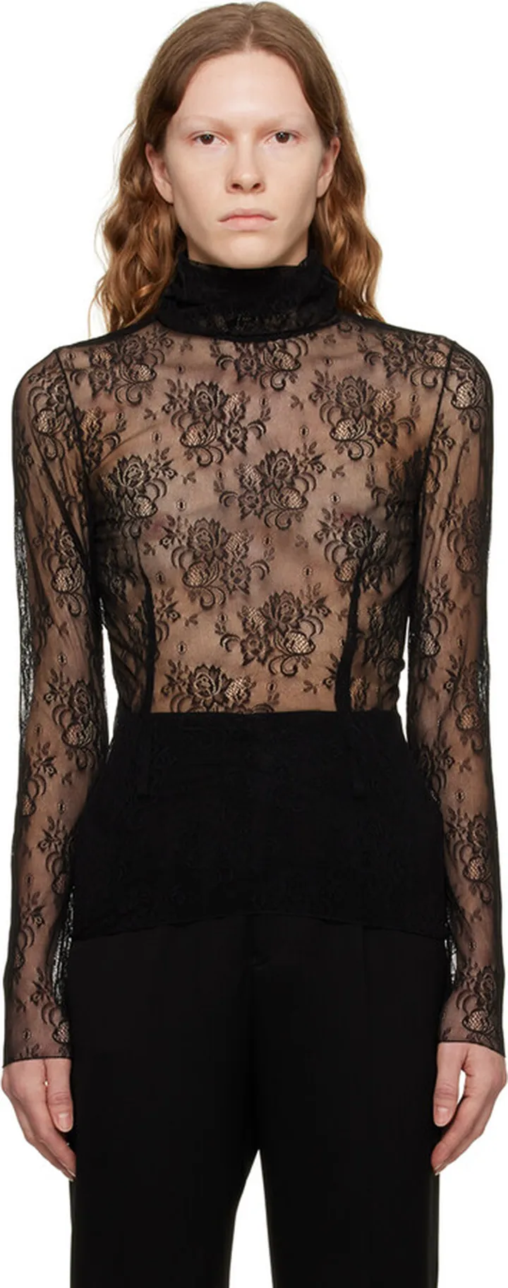 UNDERCOVER Black Lace Turtleneck