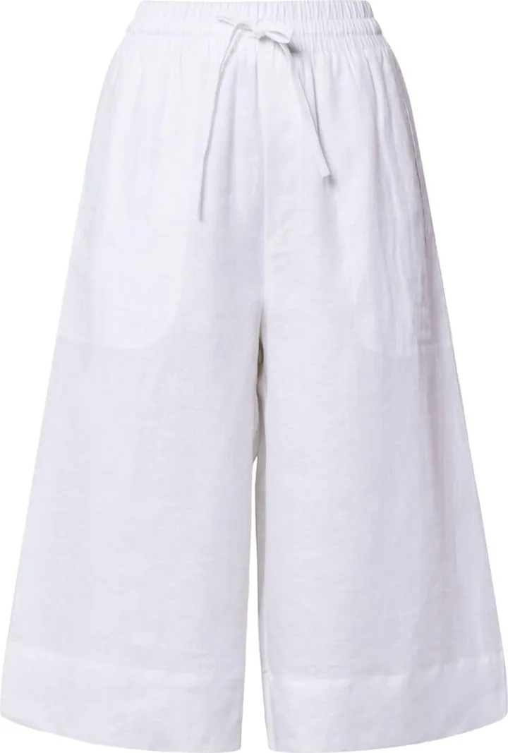 High-Waist Linen Bermuda Shorts