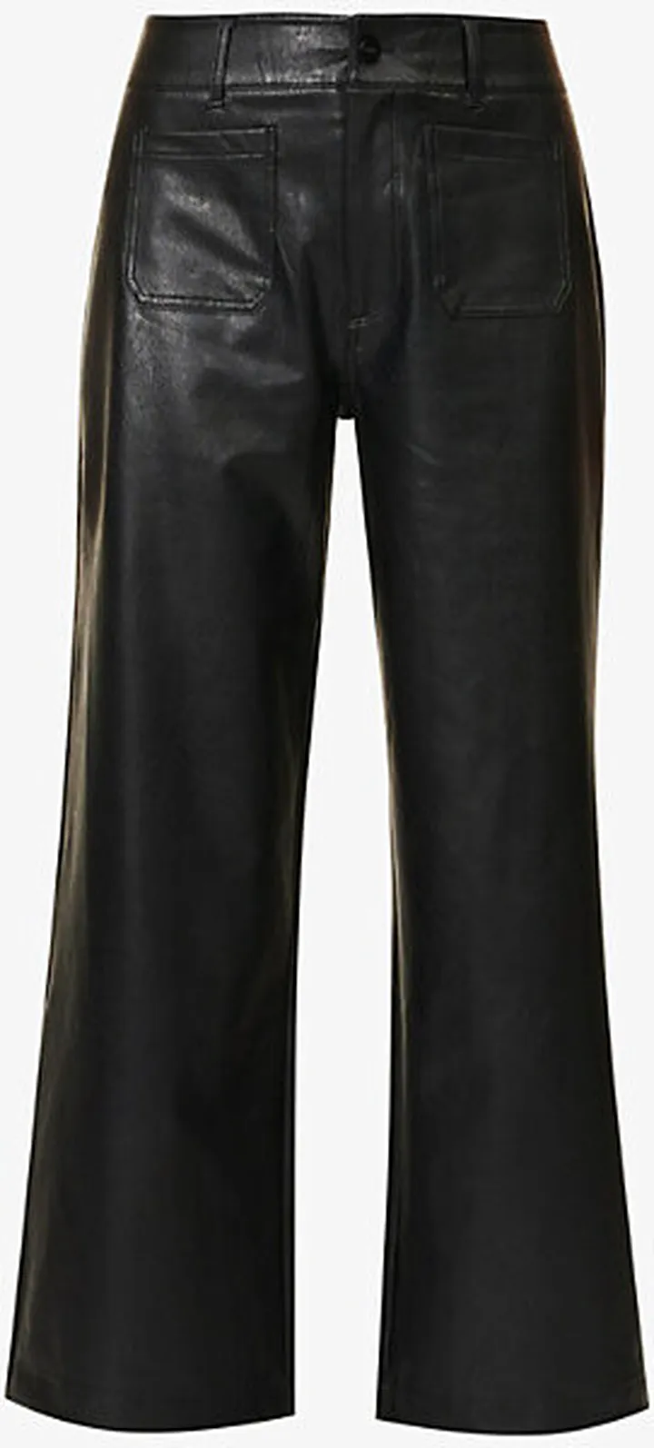 Womens Black Anessa Wide-leg Mid-rise Faux-leather Trousers