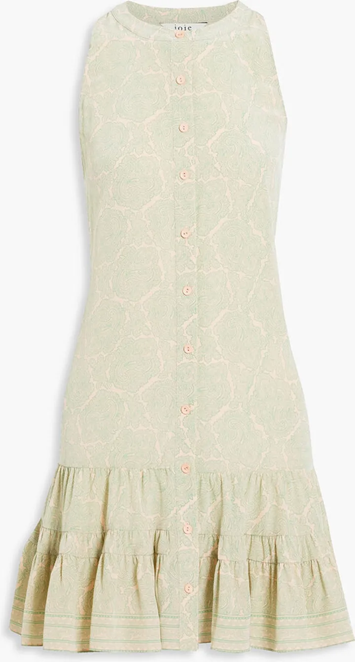 Hayden gathered paisley-print silk crepe de chine mini dress