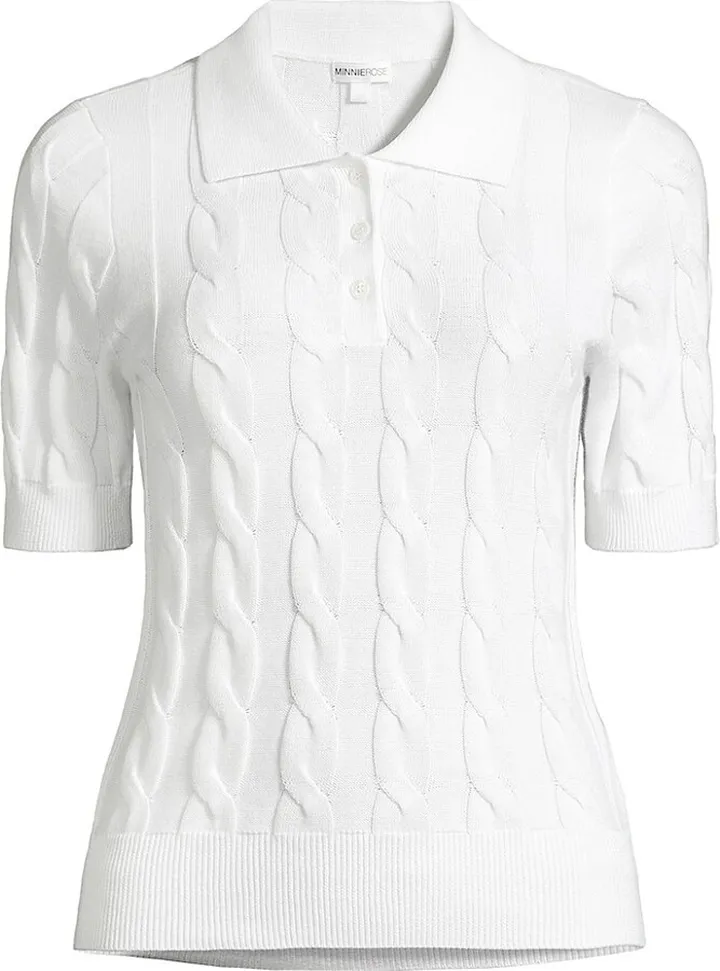 Cable-Knit Polo Top