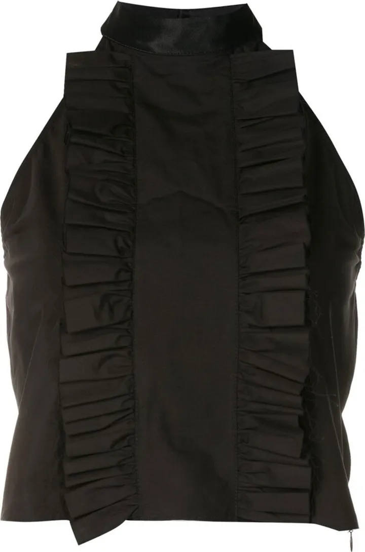 Ruffle-Trim Halterneck Top