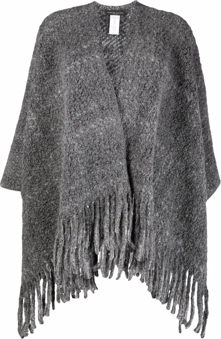 Tassel-Draped Knitted Poncho