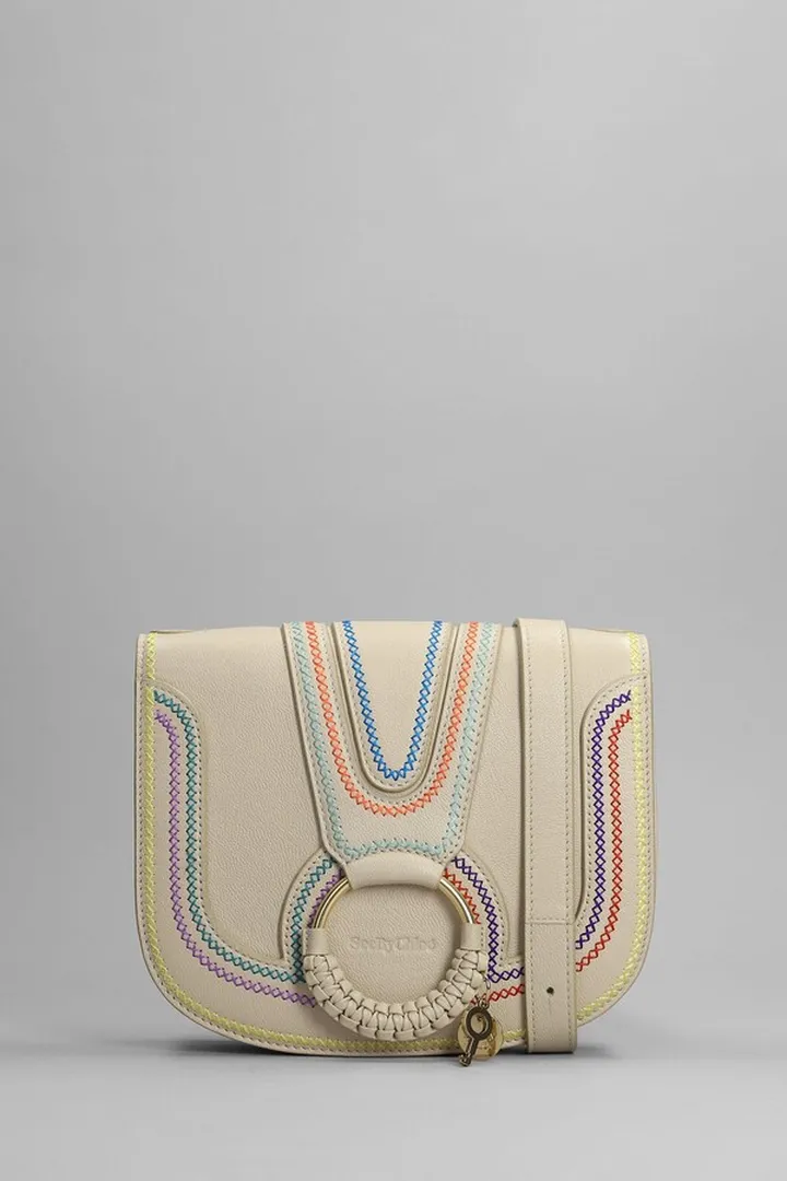 Shoulder Bag In Beige Leather