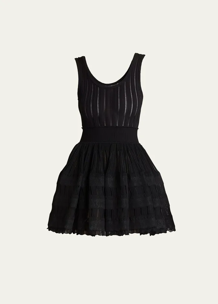 Crino Striped Fit-&-Flare Knit Mini Dress