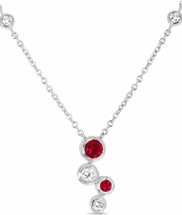 18kt white gold Bubbles ruby and diamond pendant necklace