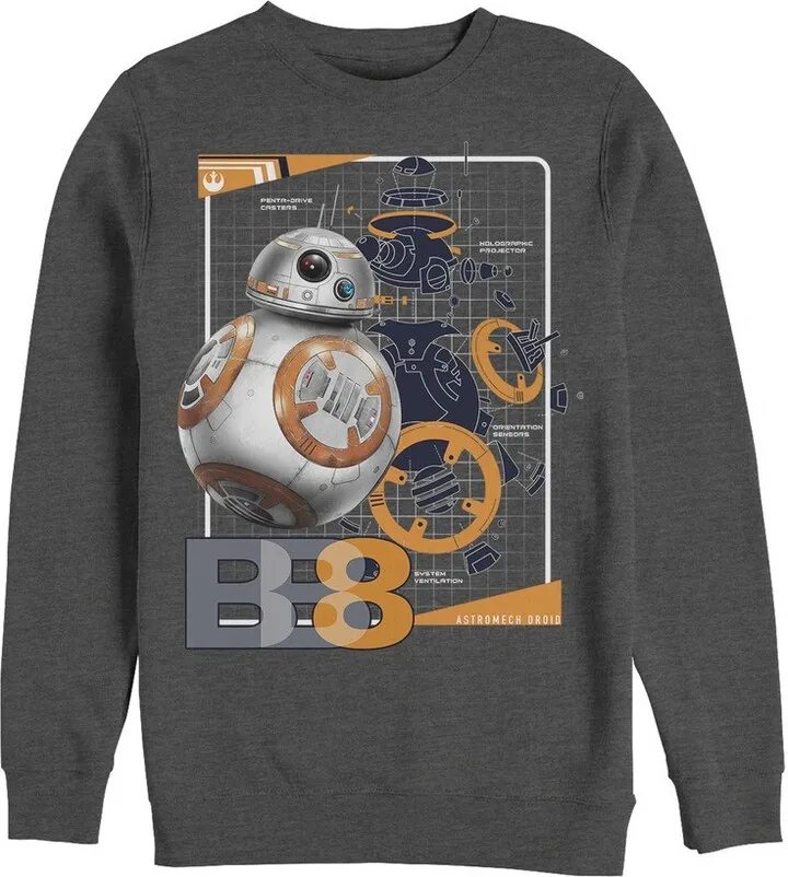 Men's Star Wars The Last Jedi BB-8 Schematics Sweatshirt - Charcoal Heather - 3X Large