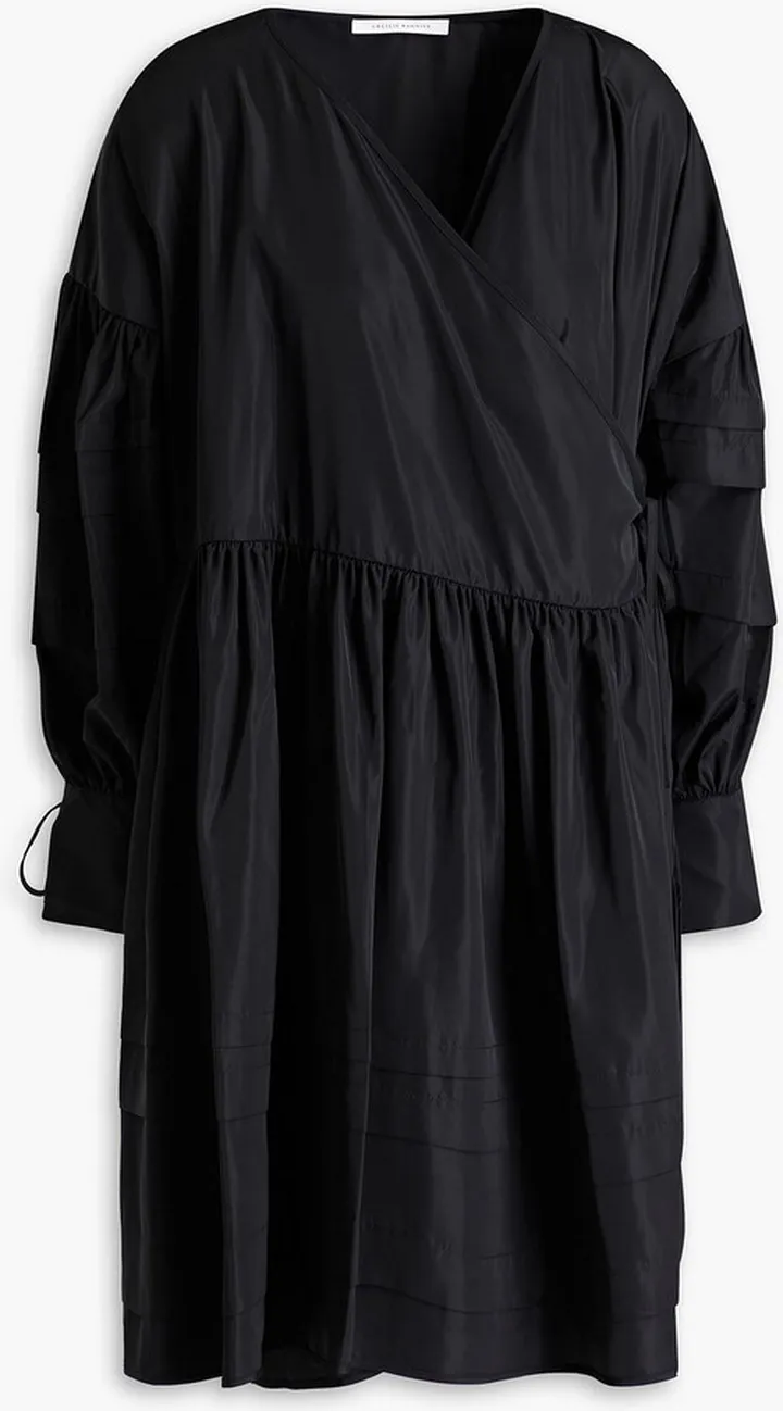 Amelie gathered taffeta wrap dress