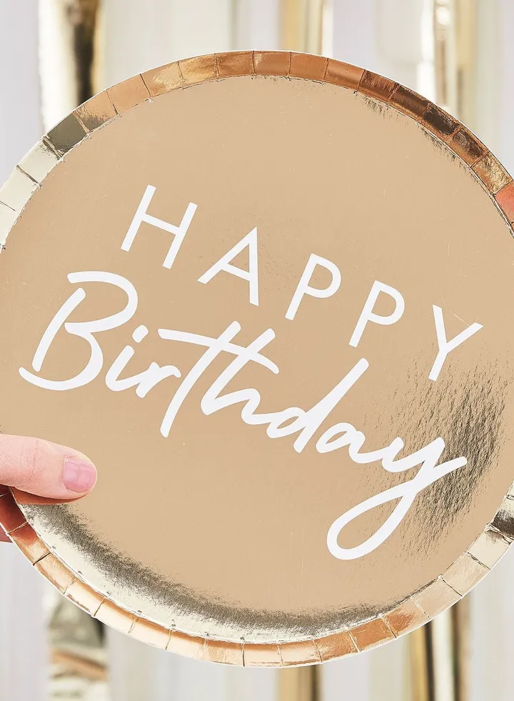 Gold Foiled Happy Birthday Plate