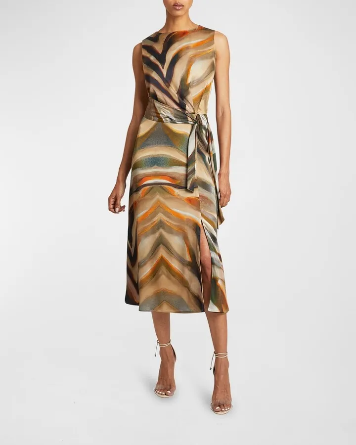 Dorothy Animal-Print Self-Tie Midi Dress