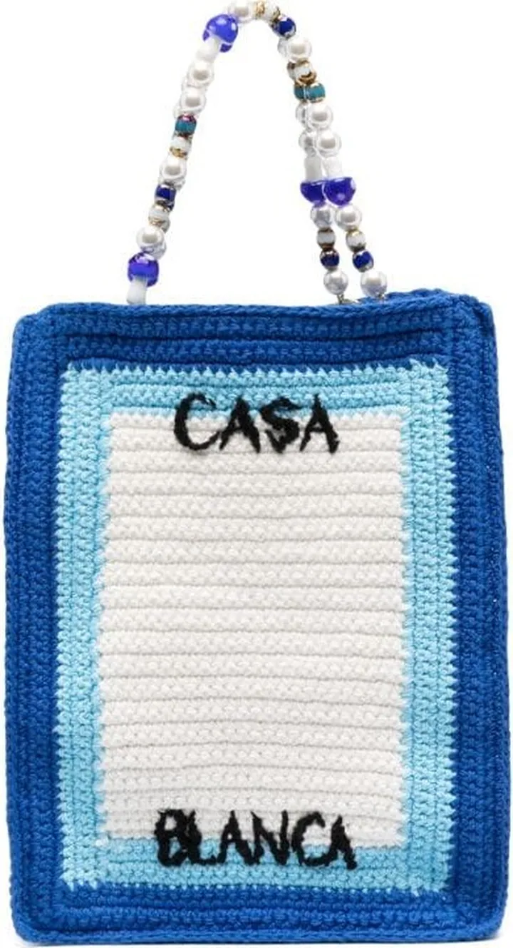 Atlantis beaded crochet-knit tote bag