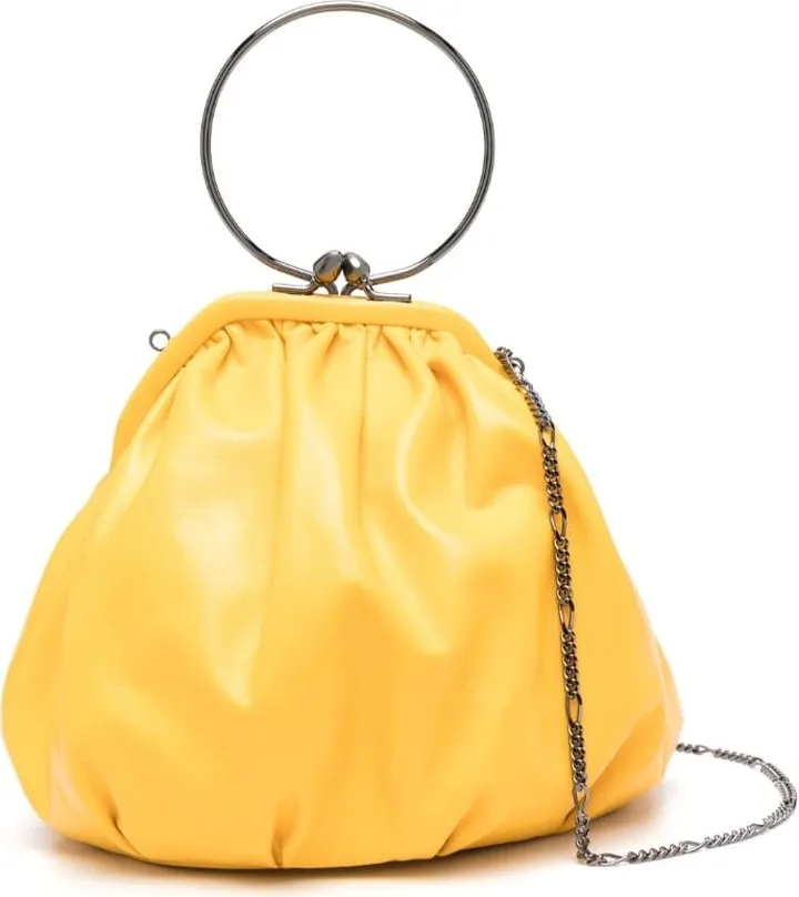 Drape kiss-lock leather tote bag