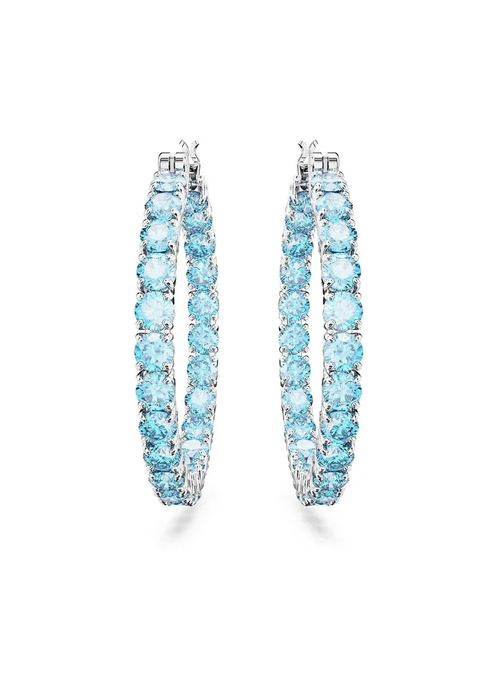 Matrix Rhodium Plated Hoop Earrings