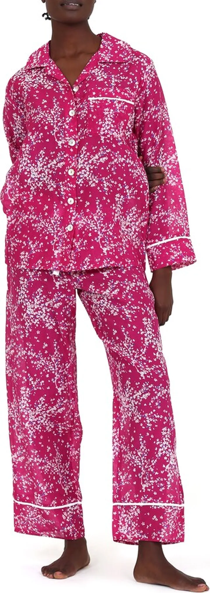 Cheri Blossom Cotton & Silk Pajamas