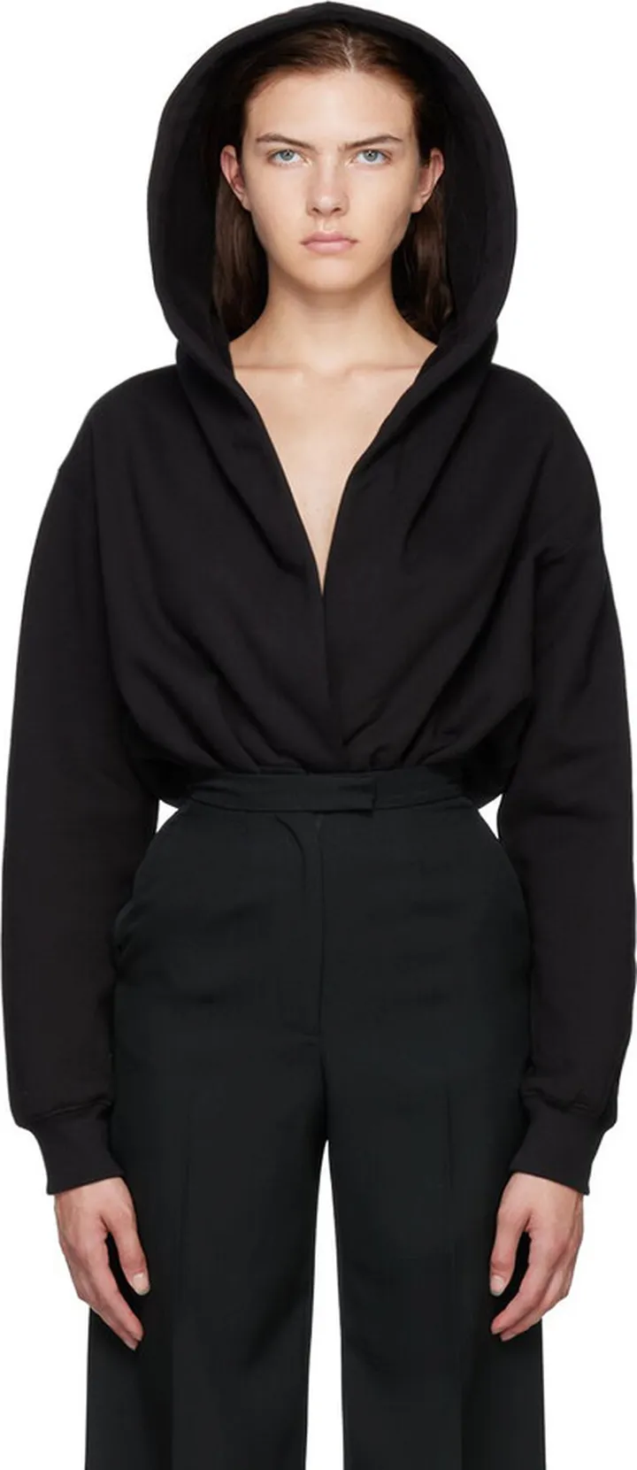 ALAÏA Black Hooded Bodysuit