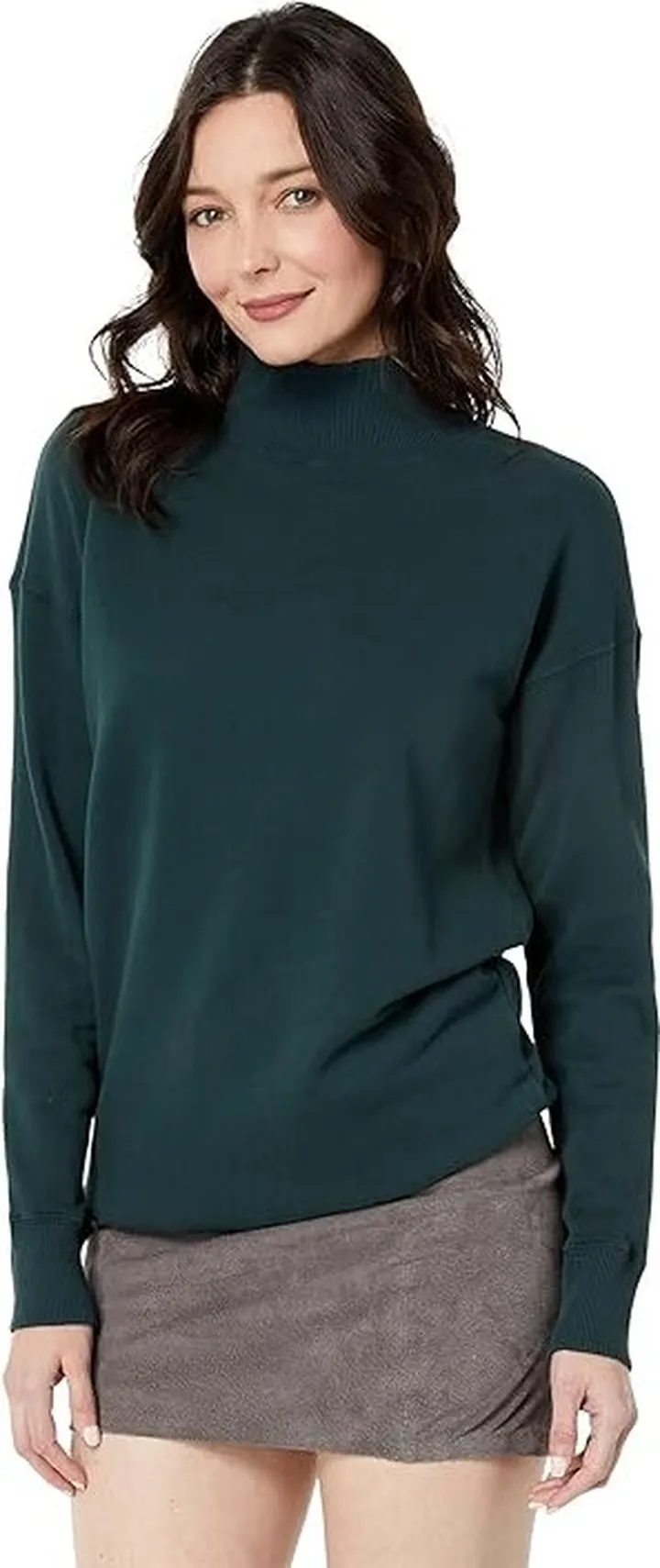 Mod-o-doc French Terry Long Sleeve Turtleneck Tunic (Winter Garden) Women's Clothing