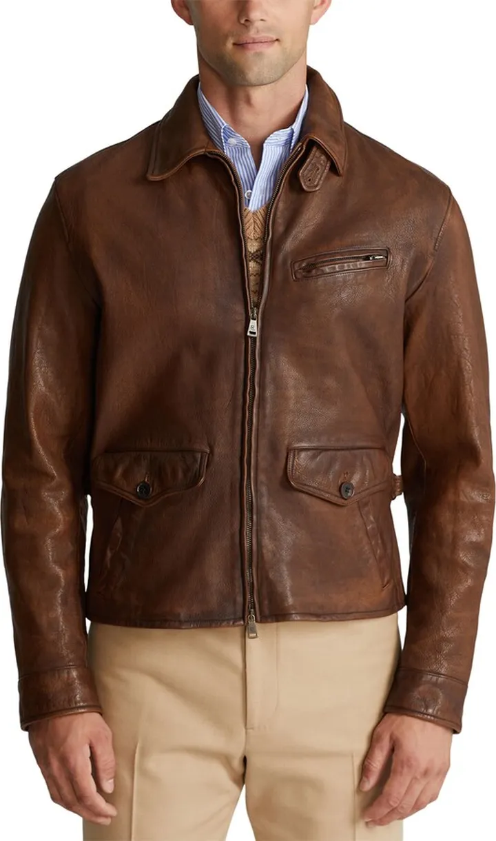 Hugh Leather Newsboy Jacket