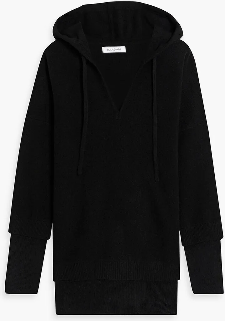 Paneled cashmere hooded sweater