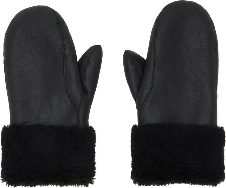 Yves Salomon Black Shearling Mittens