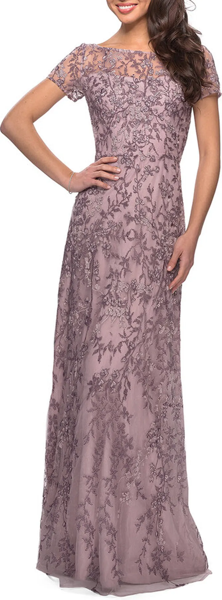 Floral Beaded Evening Dress