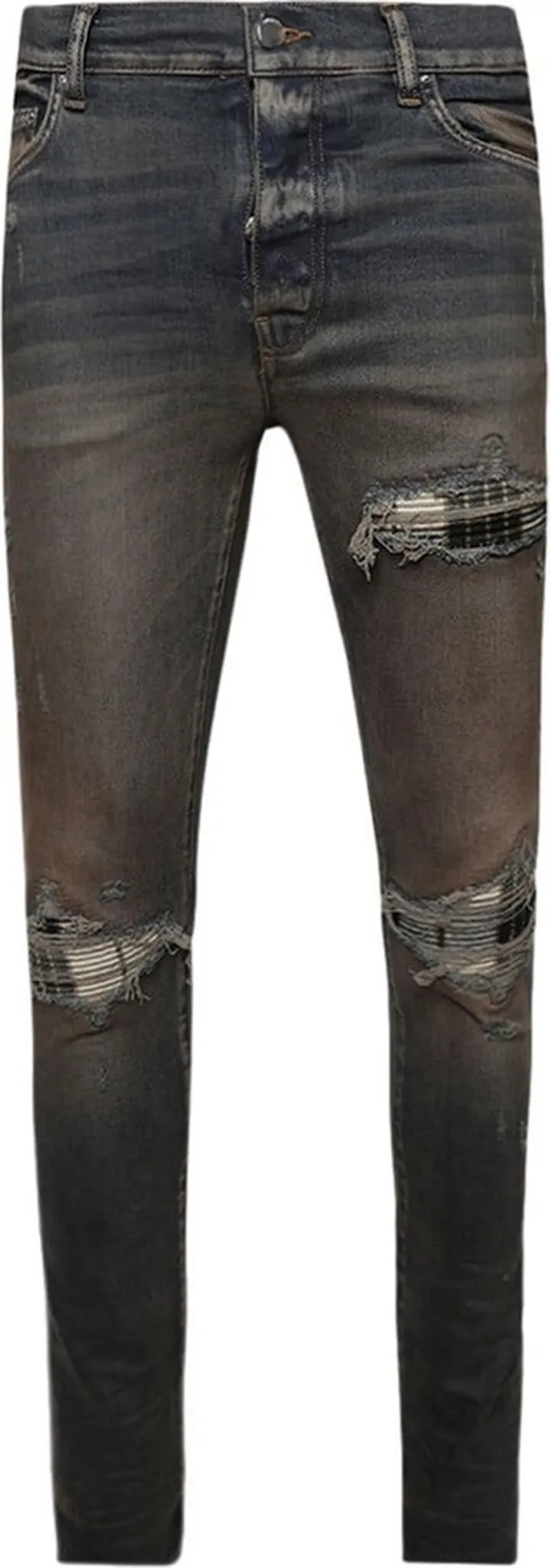 MX1 plaid-detail skinny jeans