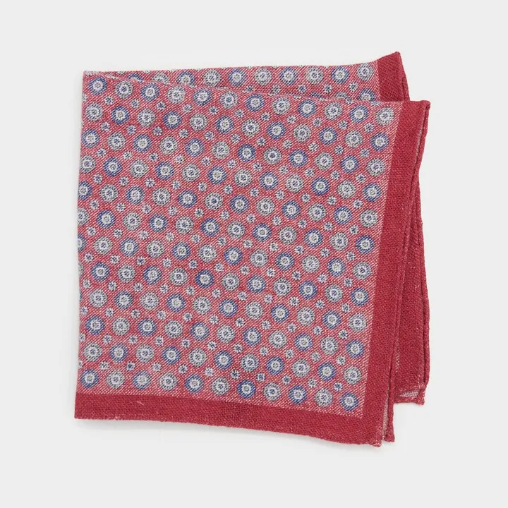 Italian Pocket Square in Red Orb