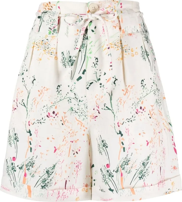 Floral-Print Tied-Waist Shorts