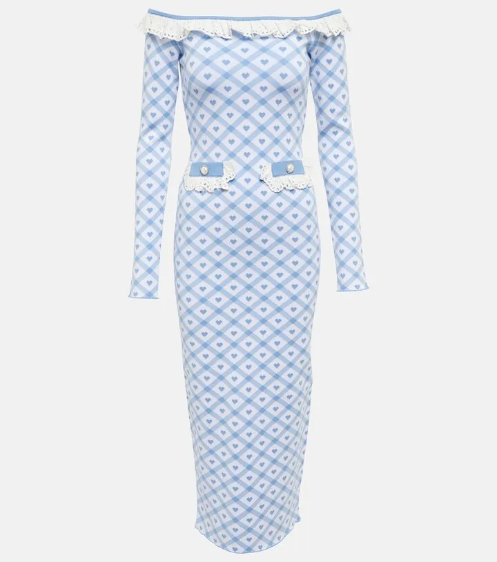 Patterned jacquard-knit midi dress