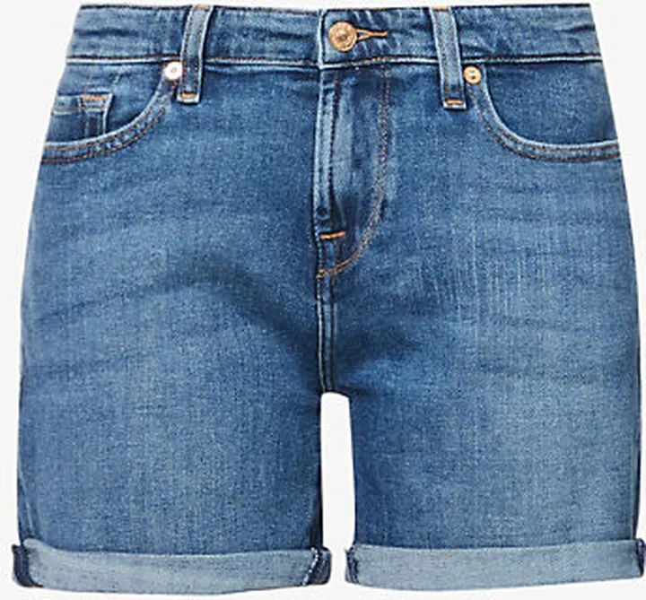 Womens Rooftop Boy Rolled-cuff Mid-rise Stretch-denim Shorts