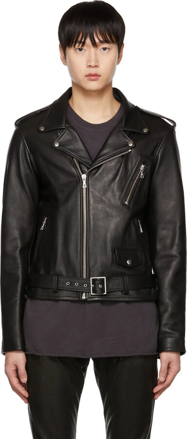 John Elliott Black Moto Leather Jacket
