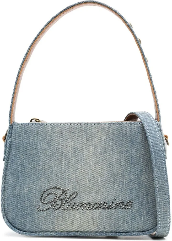 Denim Embellished-Logo Tote Bag