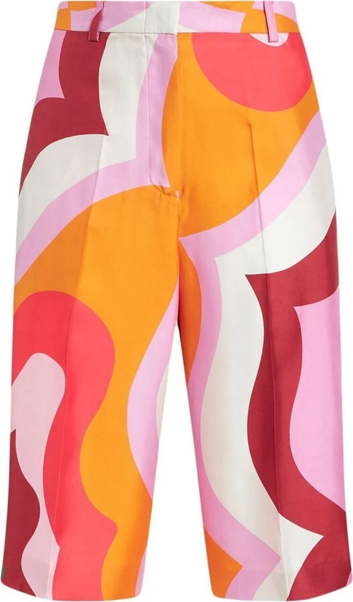 Swirl-Print Knee-Length Shorts