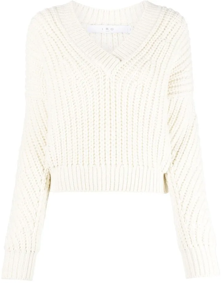 chunky-knit V-neck jumper