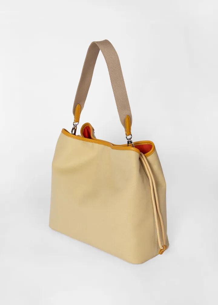 Sand Canvas Drawstring Tote Bag