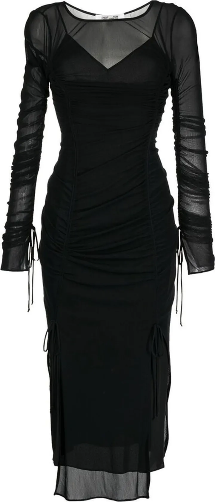 Gathered-Detail Midi Dress